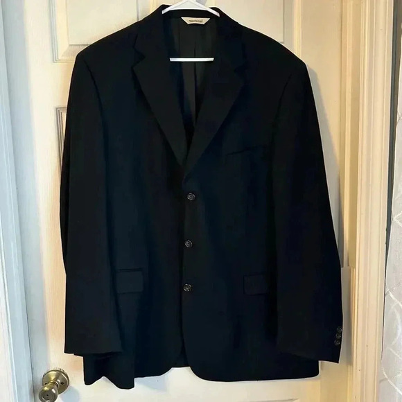 Pronto Uomo Blazer Men Size 50 Tall Black 100% Worsted Wool Vented Suit Jacket - Picture 2 of 8